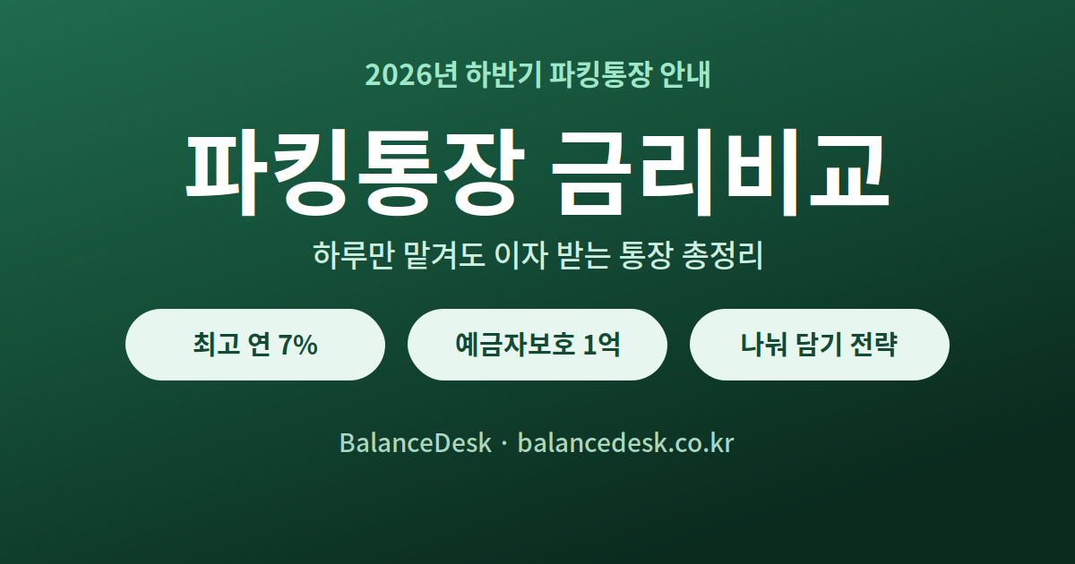 파킹통장 금리비교 2026