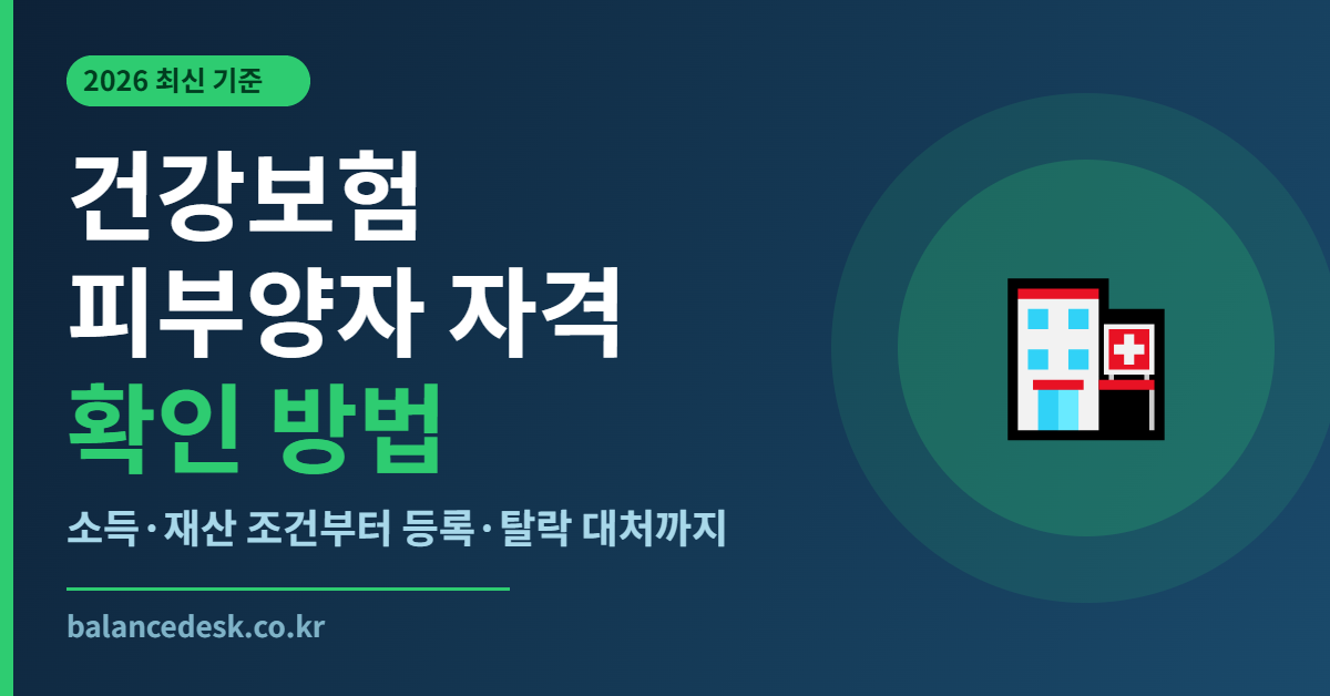 2026 건강보험 피부양자 자격 확인 방법 — 소득·재산 조건 총정리